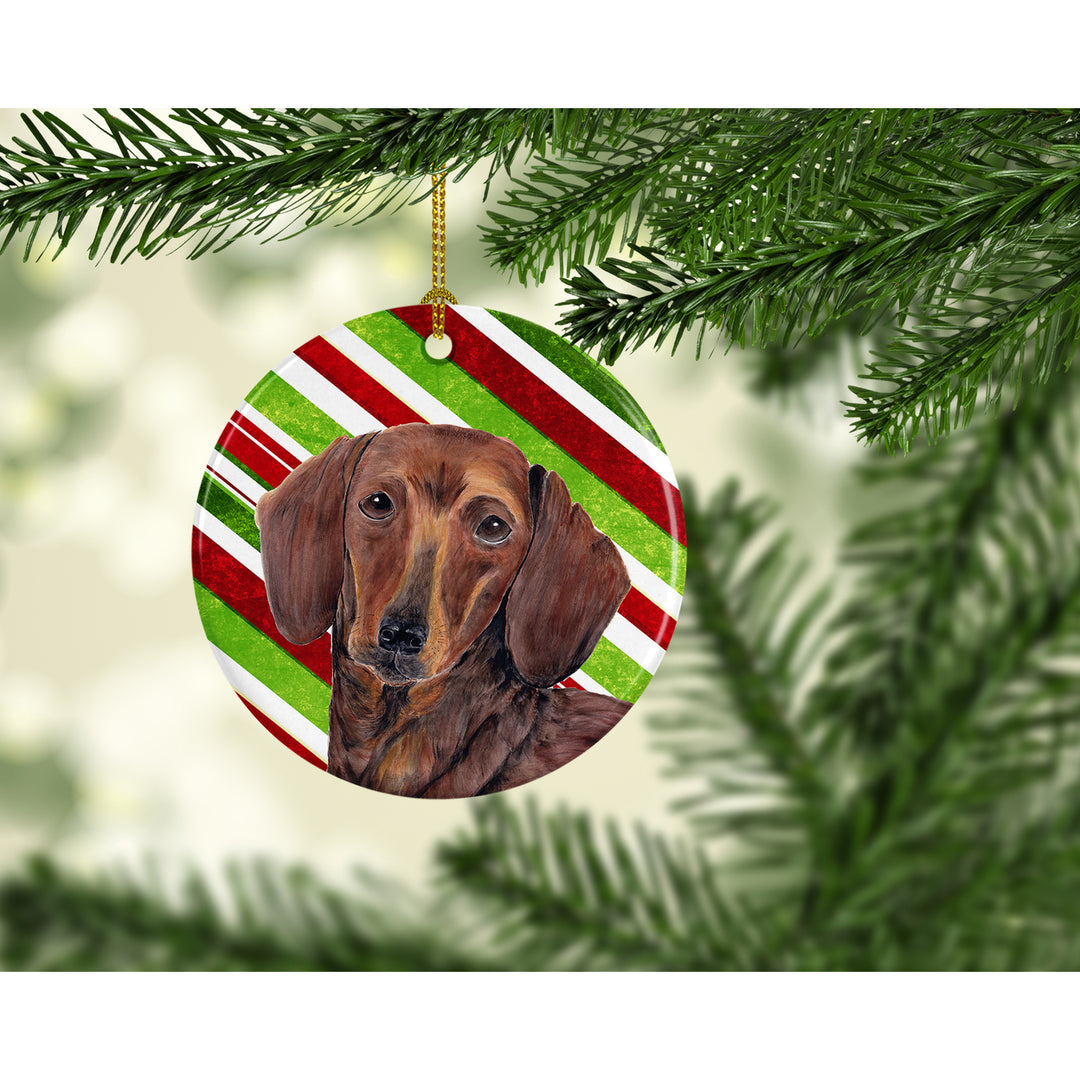 Dachshund Candy Cane Holiday Christmas Ceramic Ornament SC9328 Image 2