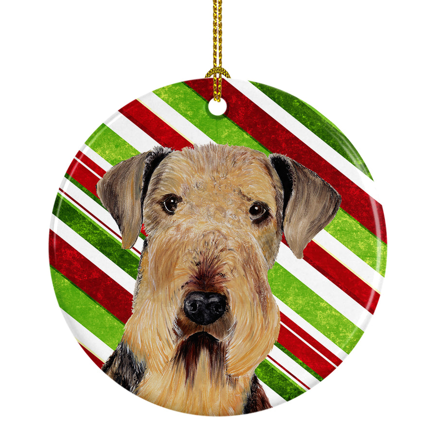 Airedale Candy Cane Holiday Christmas Ceramic Ornament SC9333 Image 1