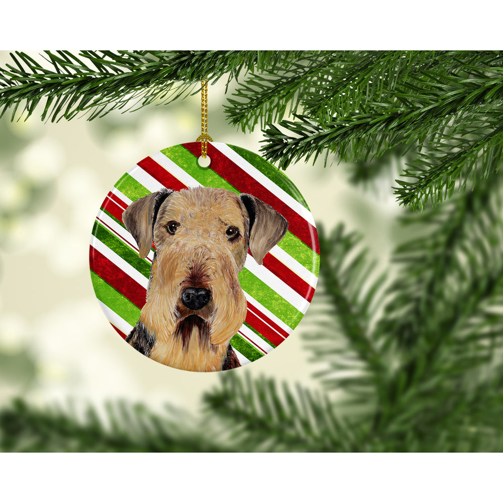 Airedale Candy Cane Holiday Christmas Ceramic Ornament SC9333 Image 2