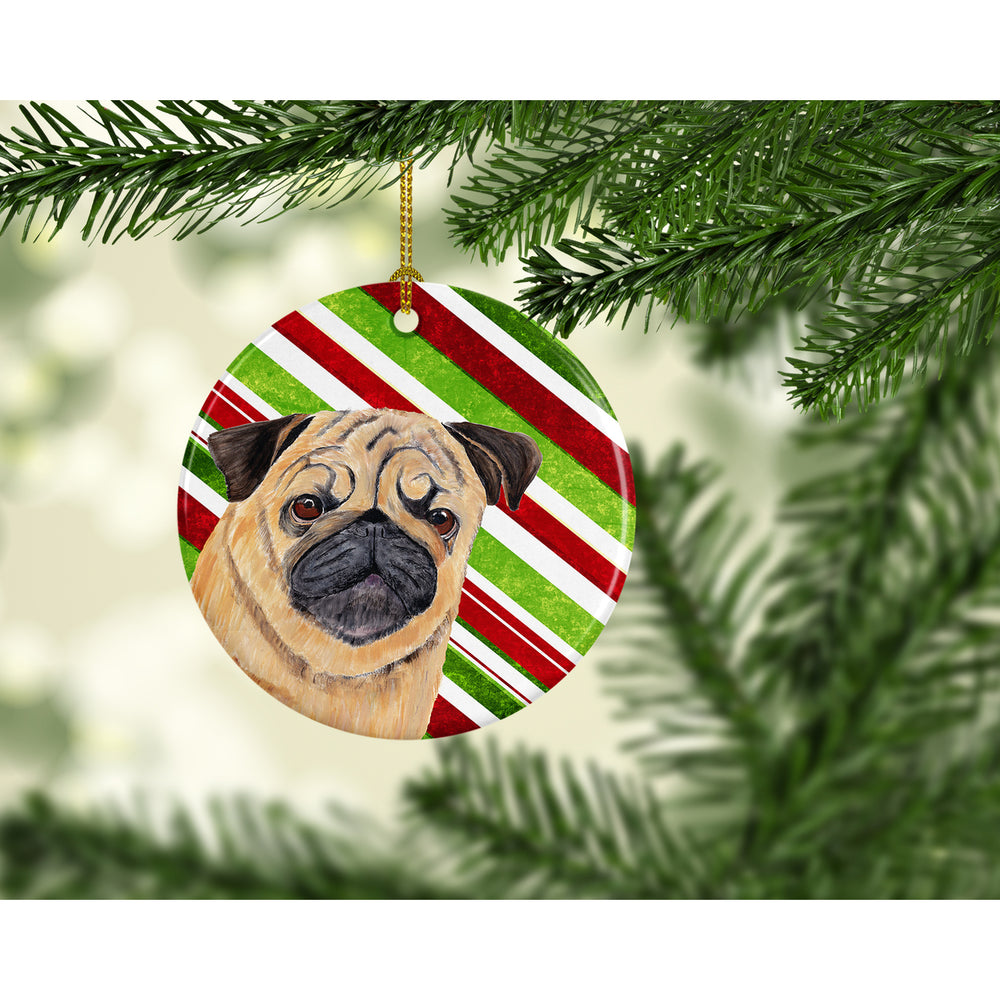 Pug Candy Cane Holiday Christmas Ceramic Ornament SC9331 Image 2