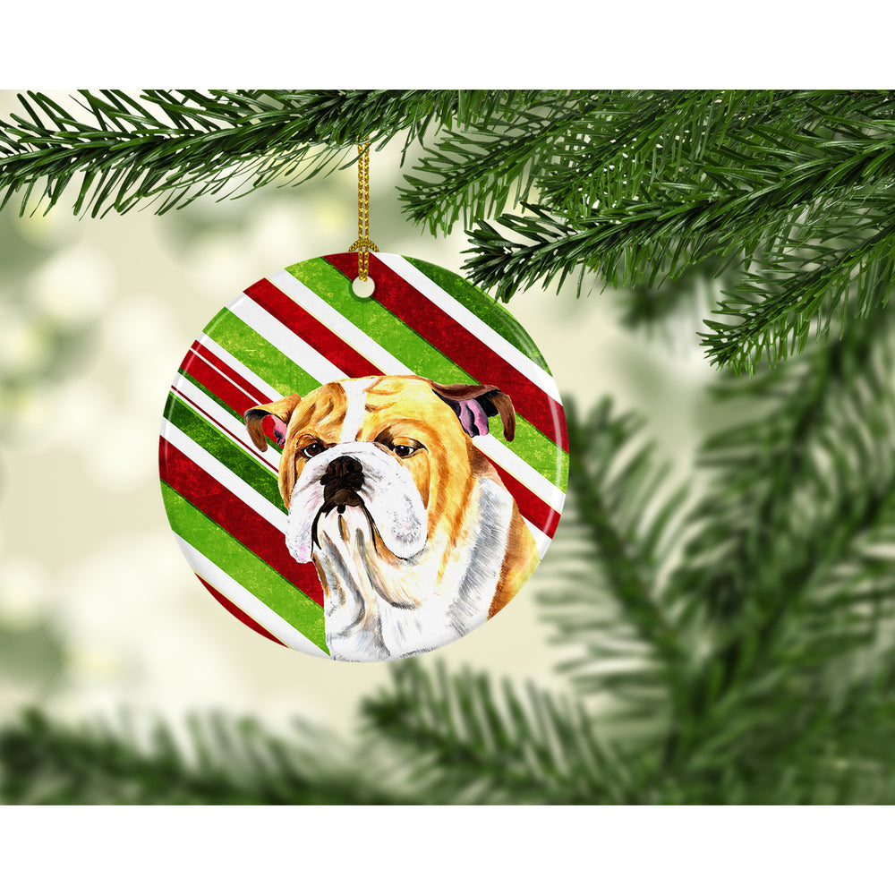 Bulldog English Candy Cane Holiday Christmas Ceramic Ornament SC9334 Image 2