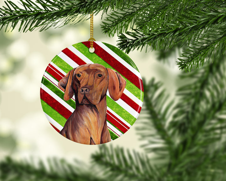 Vizsla Candy Cane Holiday Christmas Ceramic Ornament SC9338 Image 2