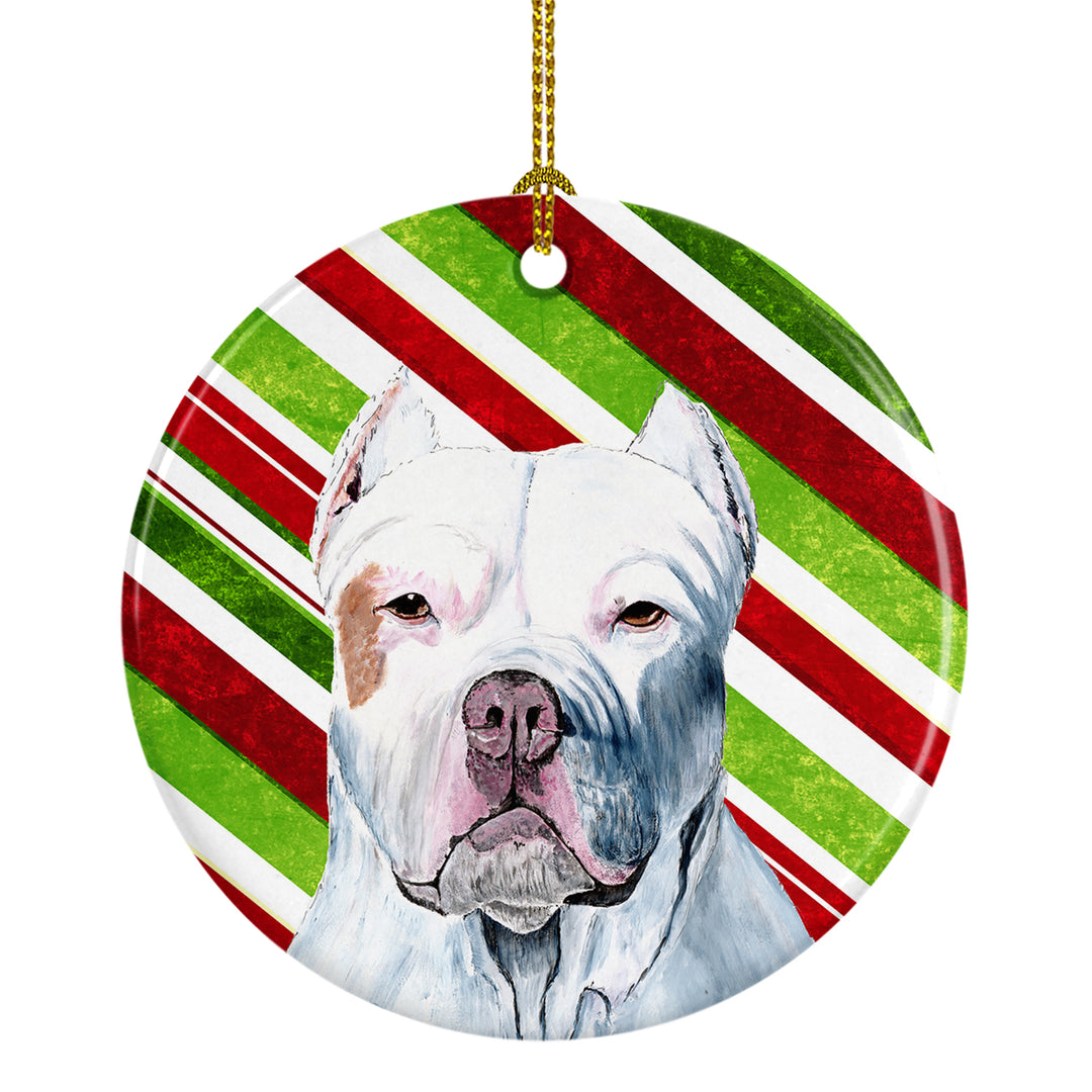 Pit Bull Candy Cane Holiday Christmas Ceramic Ornament SC9341 Image 1