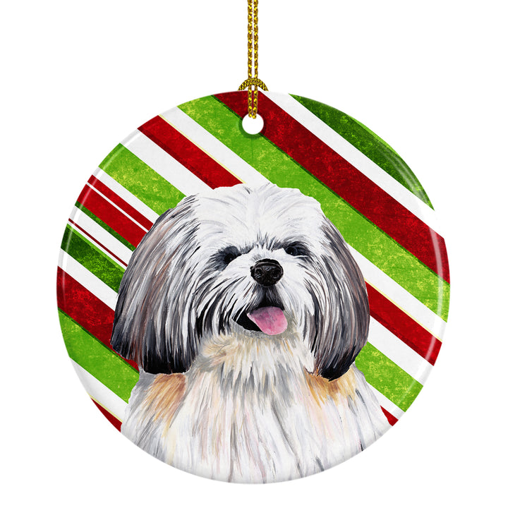 Shih Tzu Candy Cane Holiday Christmas Ceramic Ornament SC9343 Image 1