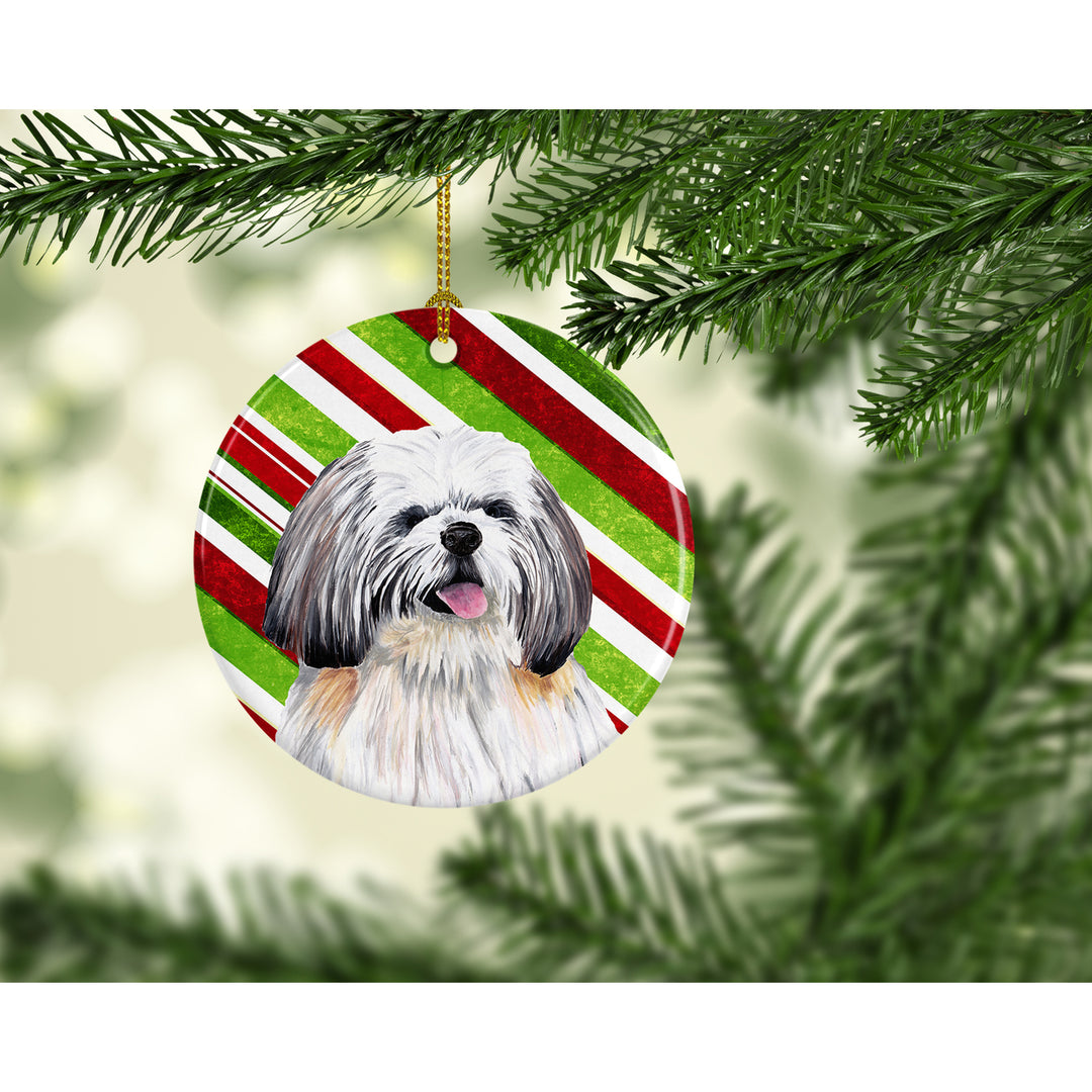 Shih Tzu Candy Cane Holiday Christmas Ceramic Ornament SC9343 Image 2