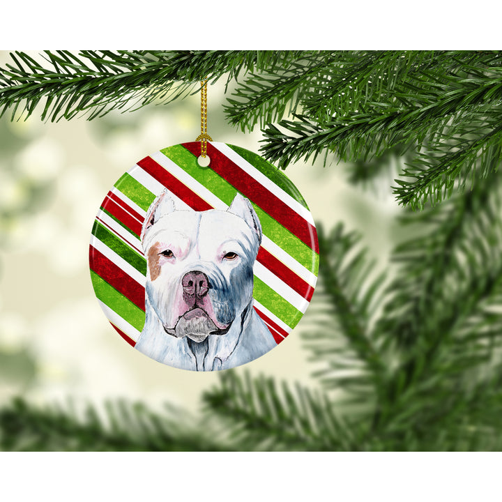 Pit Bull Candy Cane Holiday Christmas Ceramic Ornament SC9341 Image 2