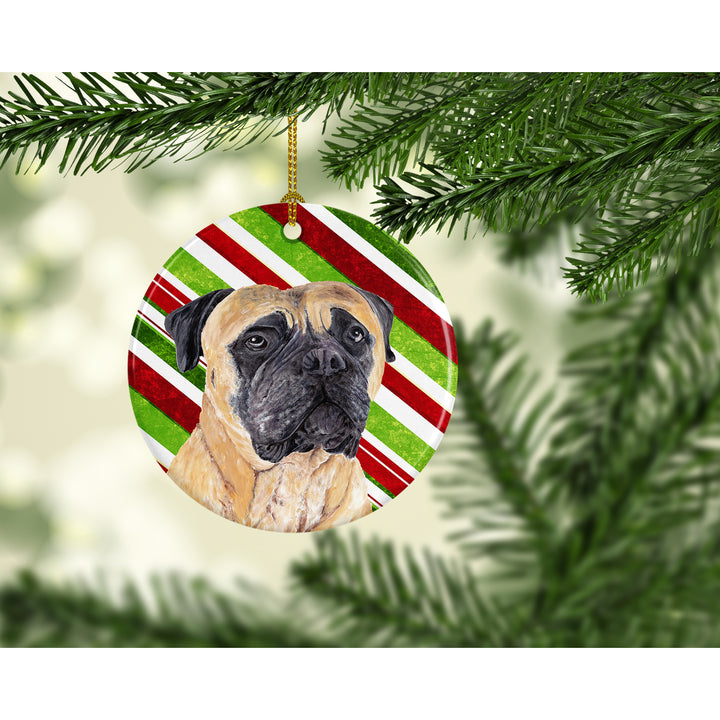 Mastiff Candy Cane Holiday Christmas Ceramic Ornament SC9345 Image 2