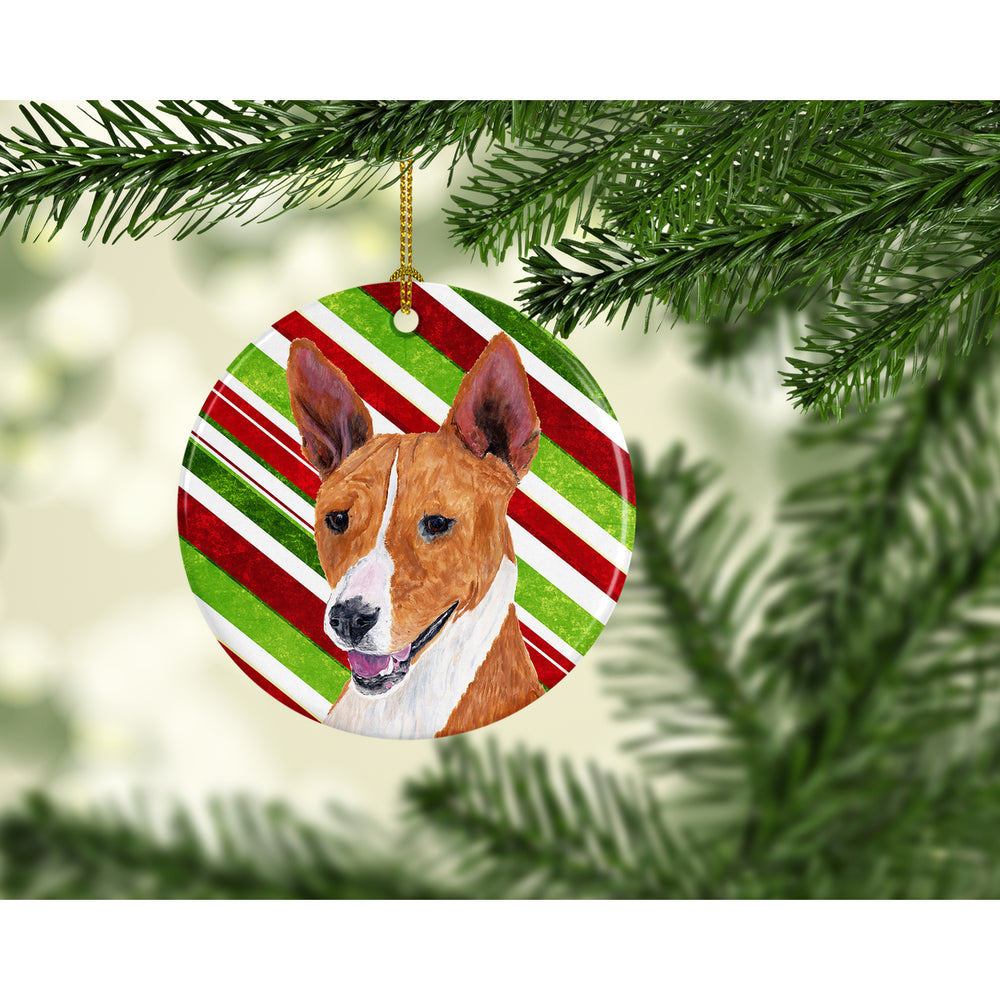 Basenji Candy Cane Holiday Christmas Ceramic Ornament SC9347 Image 2