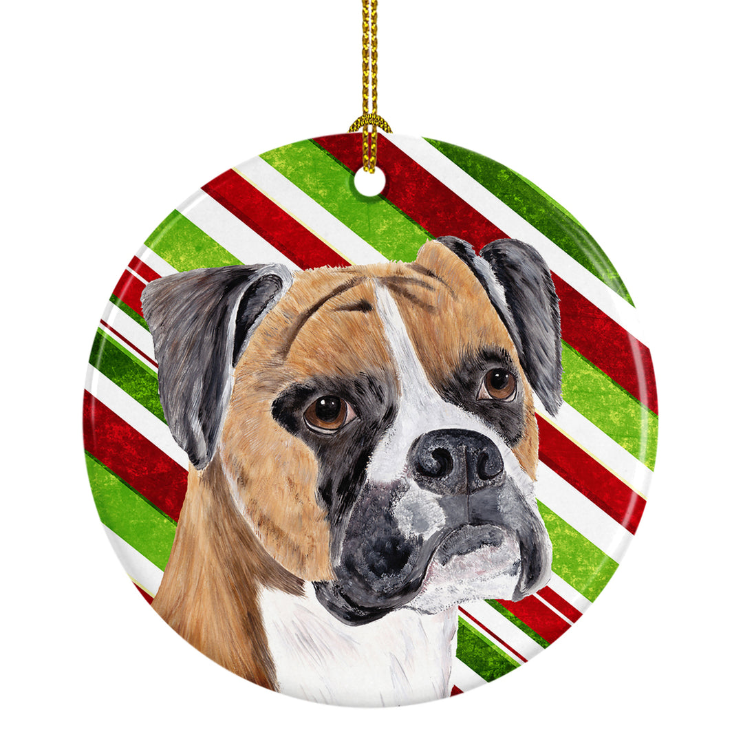 Boxer Candy Cane Holiday Christmas Ceramic Ornament SC9350 Image 1