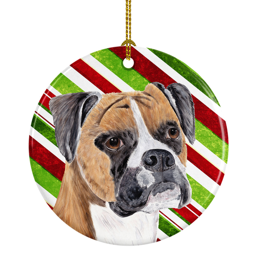 Boxer Candy Cane Holiday Christmas Ceramic Ornament SC9350 Image 1