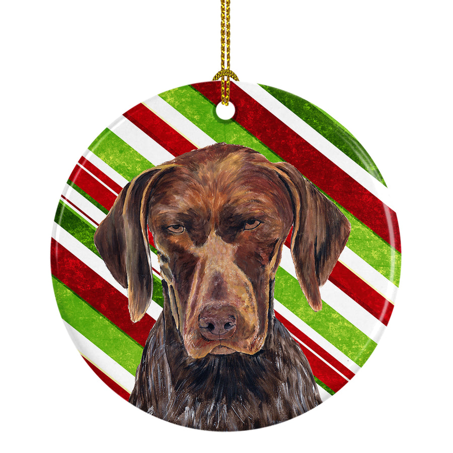 German Shorthaired Pointer Candy Cane Holiday Christmas Ceramic Ornament Image 1