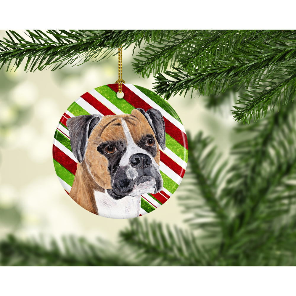 Boxer Candy Cane Holiday Christmas Ceramic Ornament SC9350 Image 2