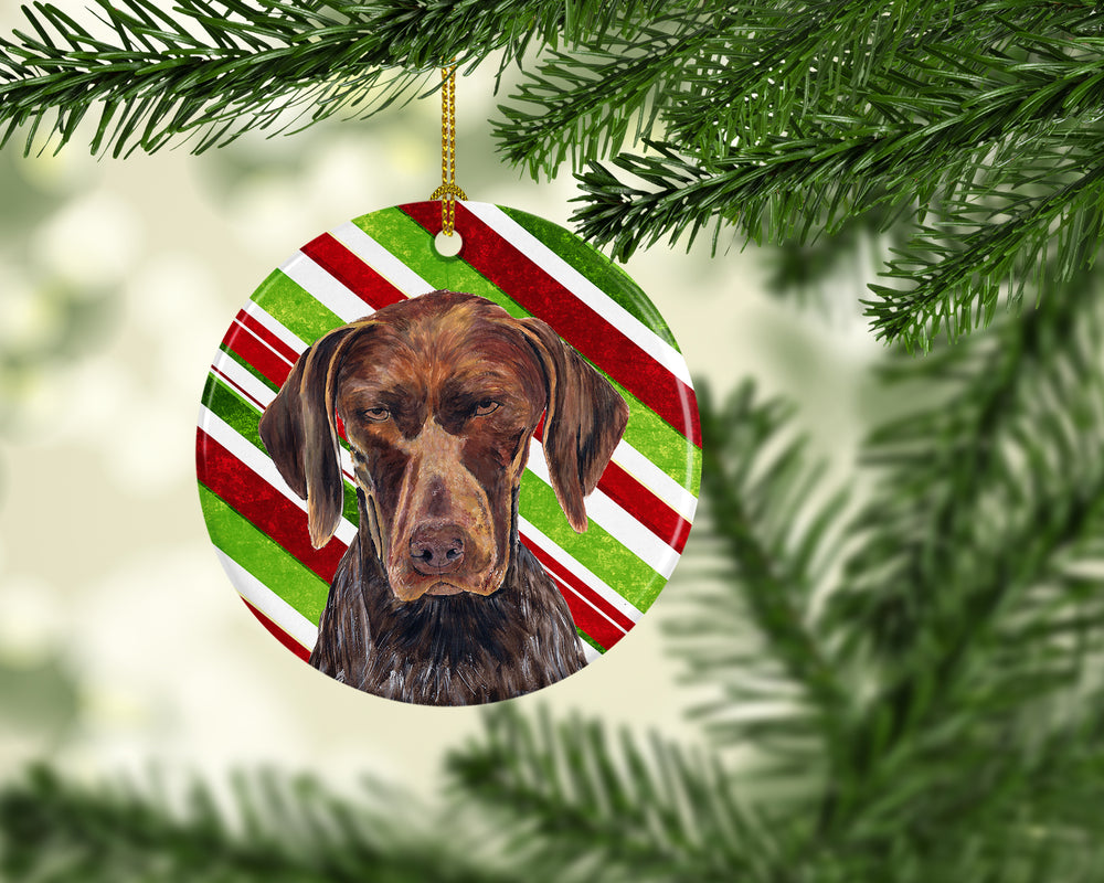 German Shorthaired Pointer Candy Cane Holiday Christmas Ceramic Ornament Image 2