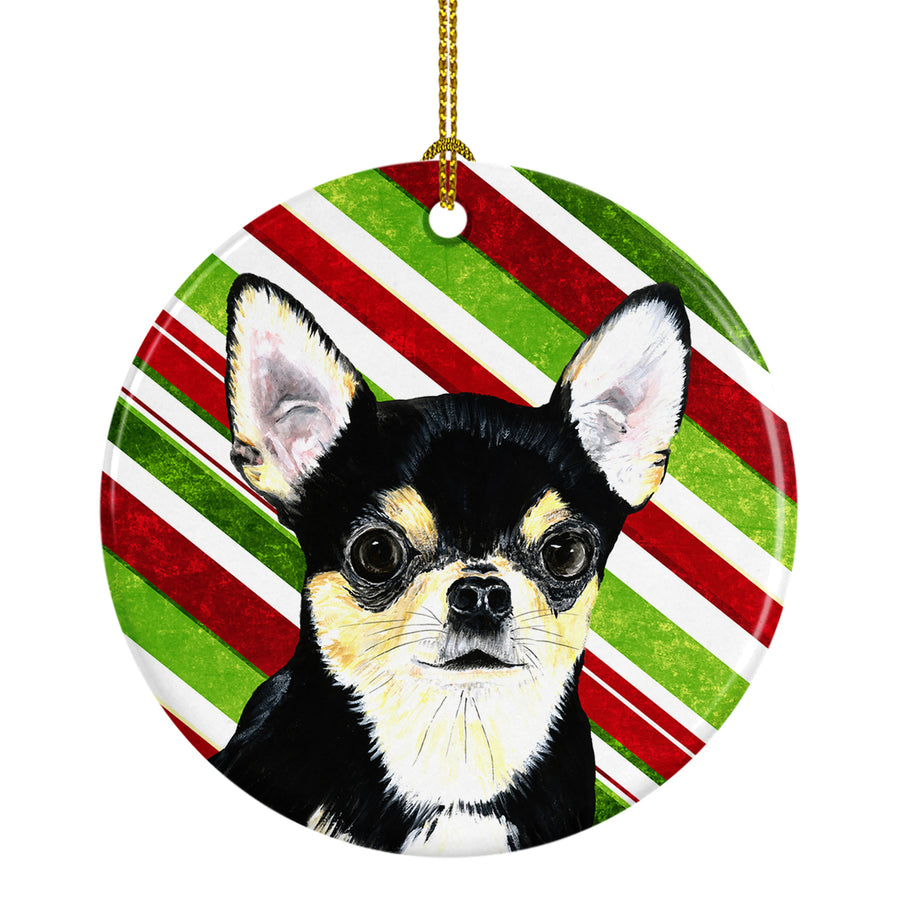 Chihuahua Candy Cane Holiday Christmas Ceramic Ornament SC9359 Image 1