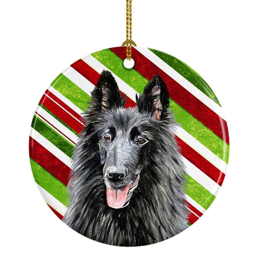 Belgian Sheepdog Candy Cane Holiday Christmas Ceramic Ornament SC9358 Image 1