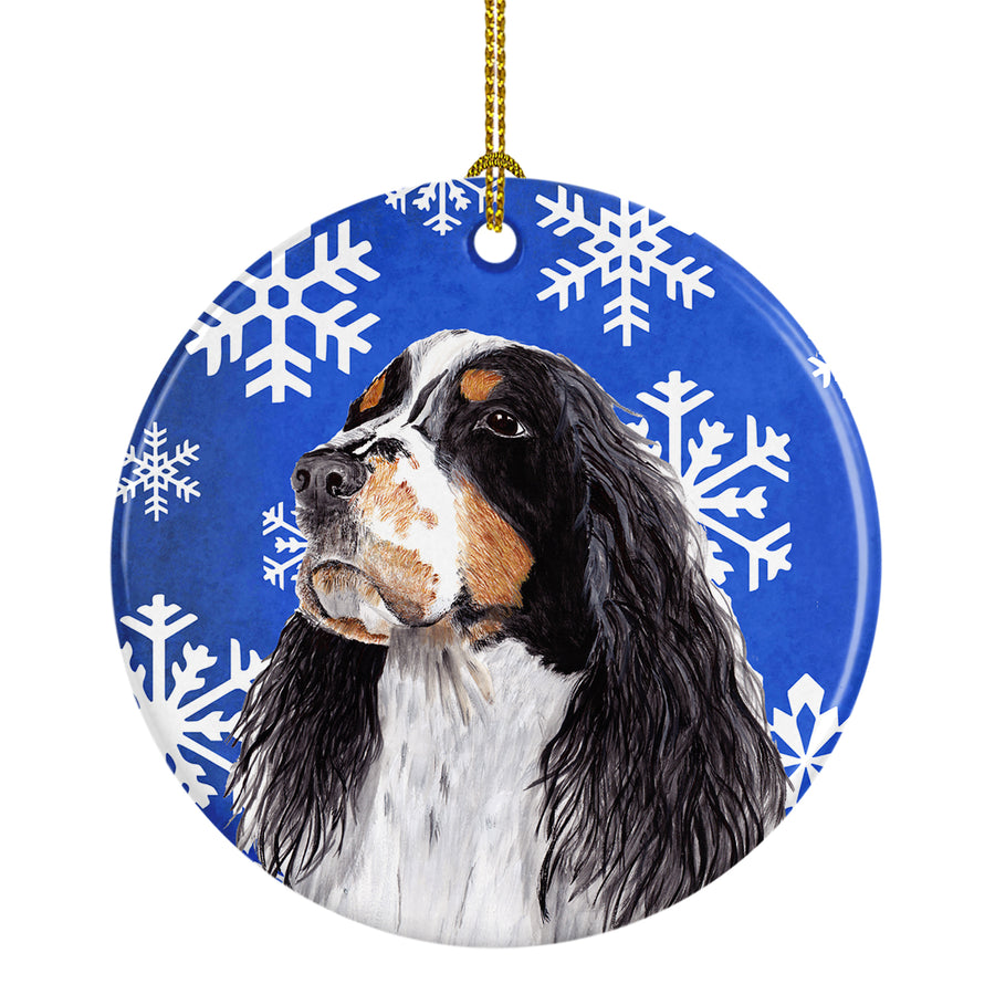 Springer Spaniel Winter Snowflakes Holiday Ceramic Ornament SC9361 Image 1