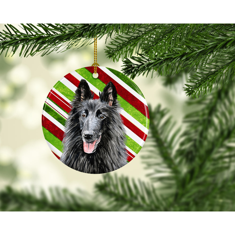 Belgian Sheepdog Candy Cane Holiday Christmas Ceramic Ornament SC9358 Image 2