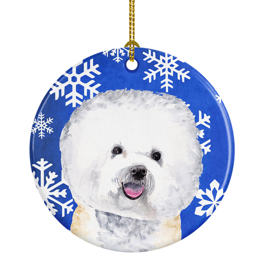 Bichon Frise Winter Snowflakes Holiday Ceramic Ornament SC9362 Image 1