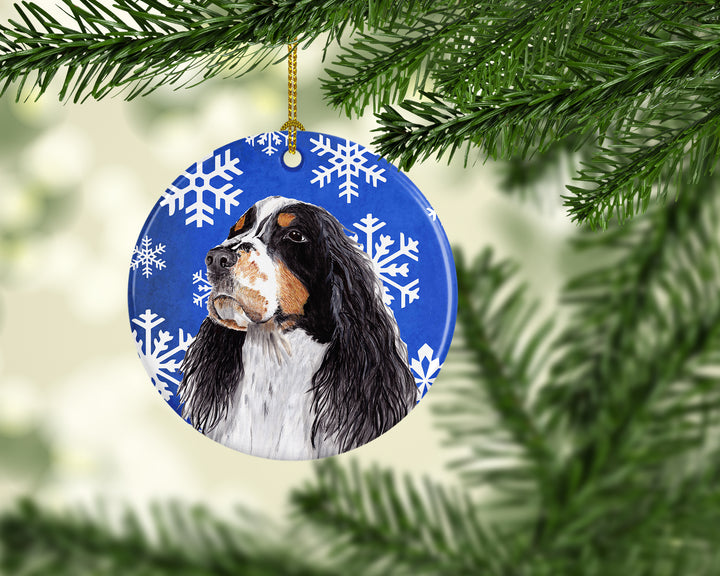 Springer Spaniel Winter Snowflakes Holiday Ceramic Ornament SC9361 Image 2