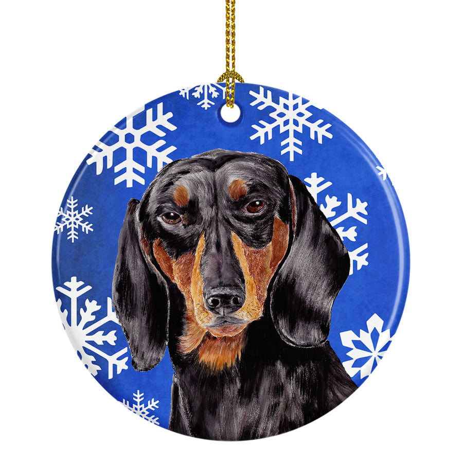 Dachshund Winter Snowflakes Holiday Ceramic Ornament SC9363 Image 1