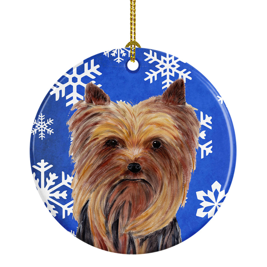 Yorkie Winter Snowflakes Holiday Ceramic Ornament SC9365 Image 1