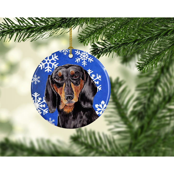 Dachshund Winter Snowflakes Holiday Ceramic Ornament SC9363 Image 2