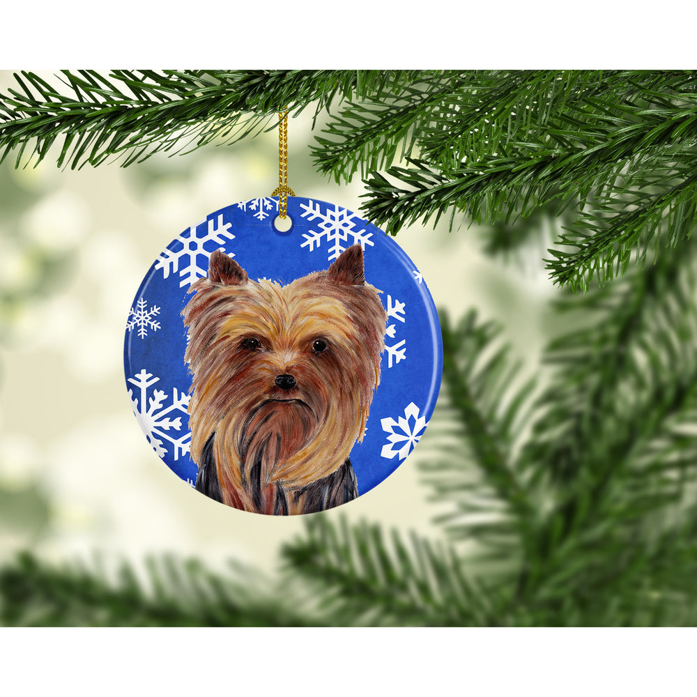 Yorkie Winter Snowflakes Holiday Ceramic Ornament SC9365 Image 2