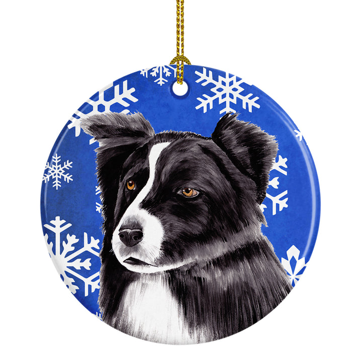 Border Collie Winter Snowflakes Holiday Ceramic Ornament SC9367 Image 1