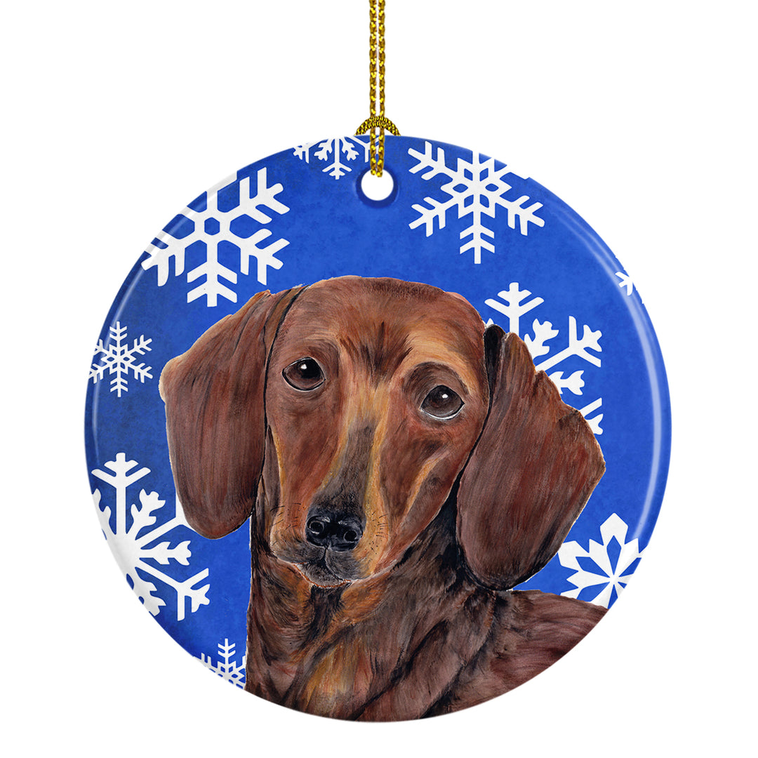 Dachshund Winter Snowflakes Holiday Ceramic Ornament SC9368 Image 1