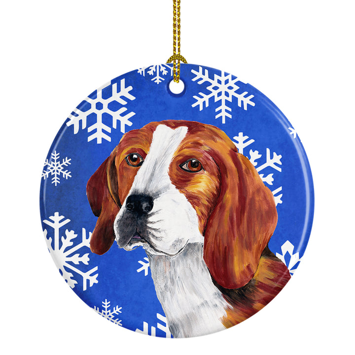 Beagle Winter Snowflakes Holiday Ceramic Ornament SC9369 Image 1