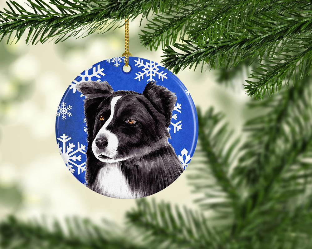 Border Collie Winter Snowflakes Holiday Ceramic Ornament SC9367 Image 2