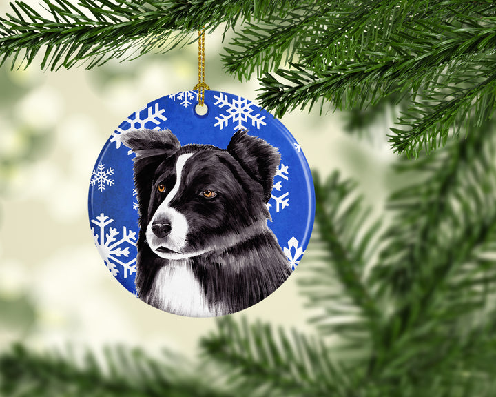 Border Collie Winter Snowflakes Holiday Ceramic Ornament SC9367 Image 2