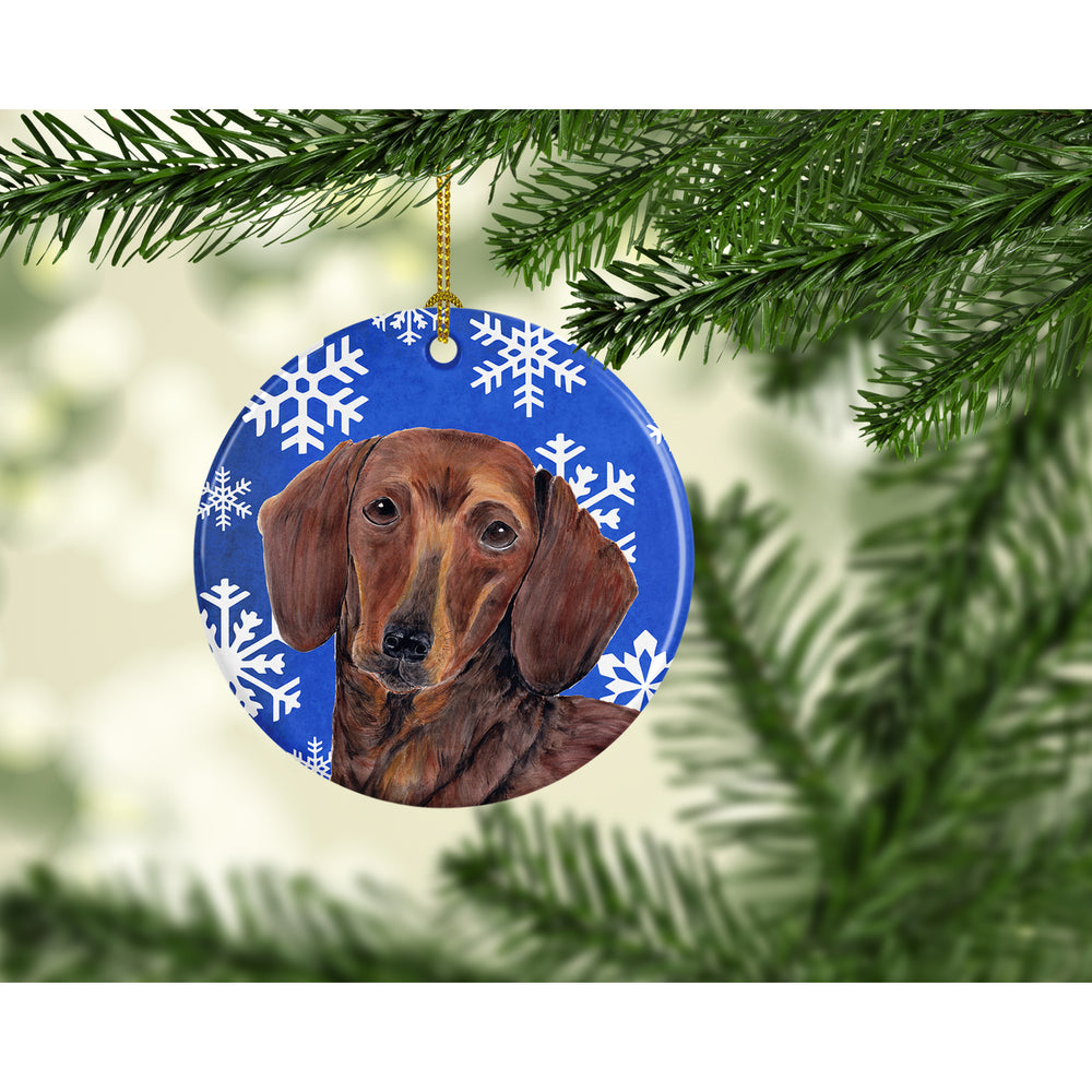 Dachshund Winter Snowflakes Holiday Ceramic Ornament SC9368 Image 2