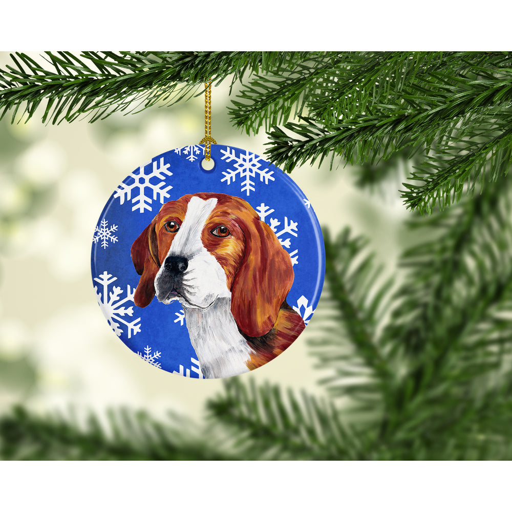 Beagle Winter Snowflakes Holiday Ceramic Ornament SC9369 Image 2