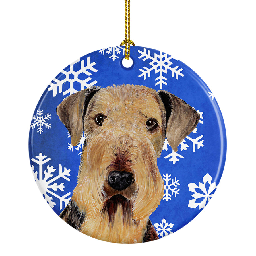 Airedale Winter Snowflakes Holiday Ceramic Ornament SC9373 Image 1