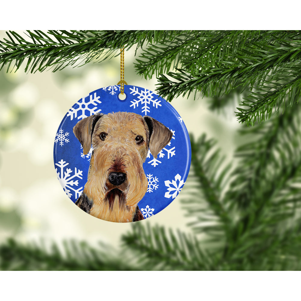 Airedale Winter Snowflakes Holiday Ceramic Ornament SC9373 Image 2