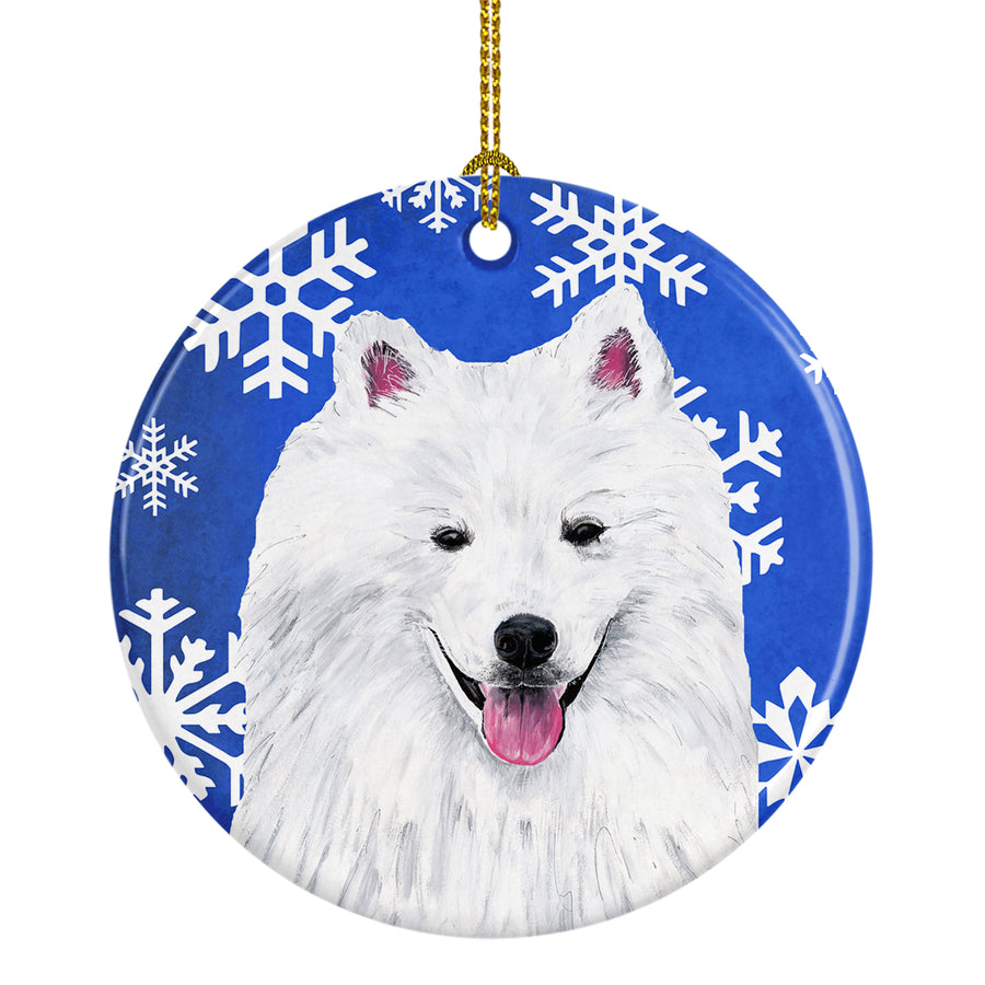 American Eskimo Winter Snowflakes Holiday Ceramic Ornament SC9379 Image 1