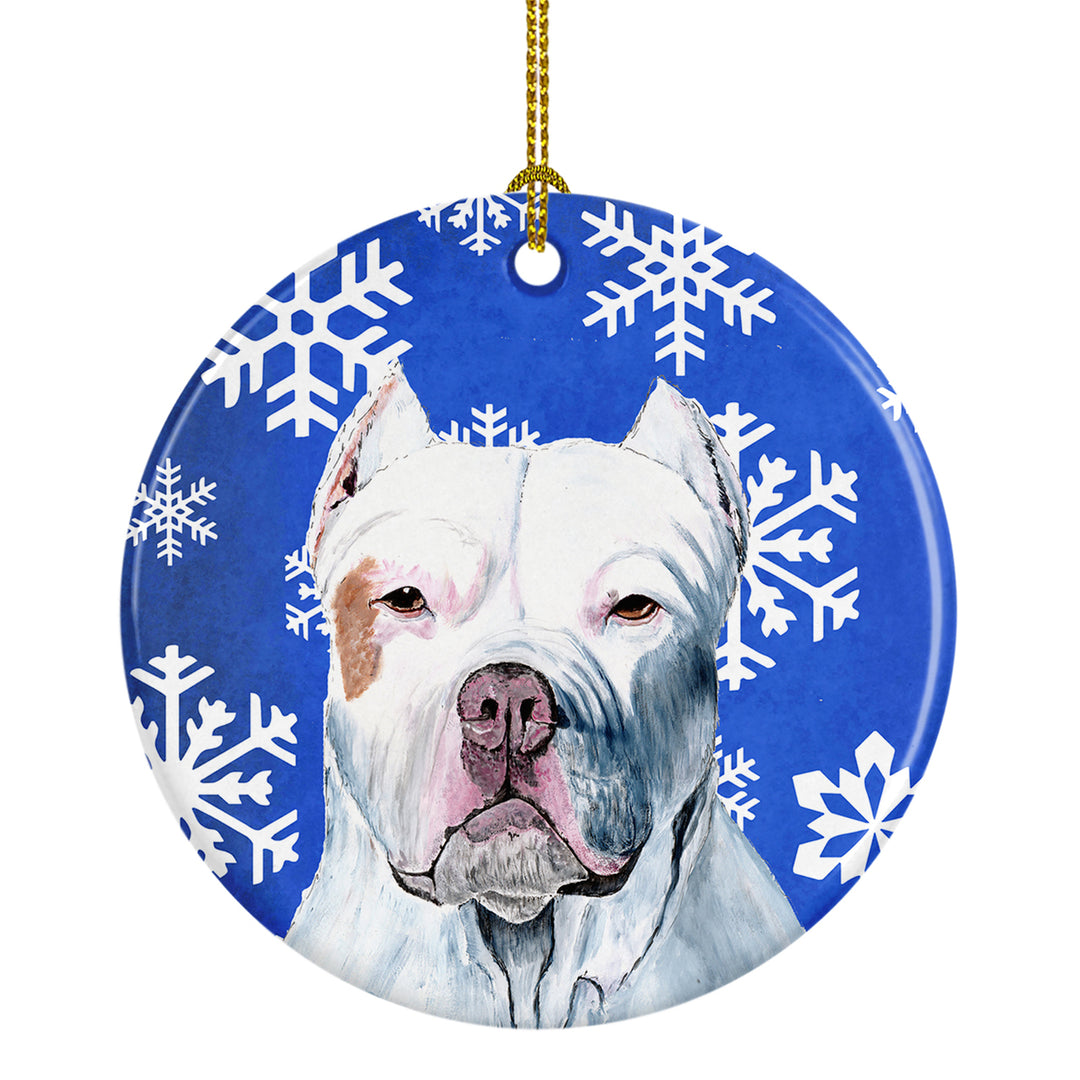 Pit Bull Winter Snowflakes Holiday Ceramic Ornament SC9381 Image 1