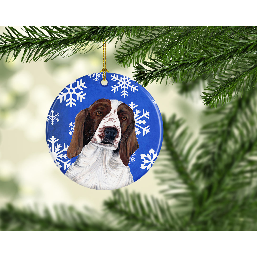 Welsh Springer Spaniel Winter Snowflakes Holiday Ceramic Ornament SC9380 Image 2