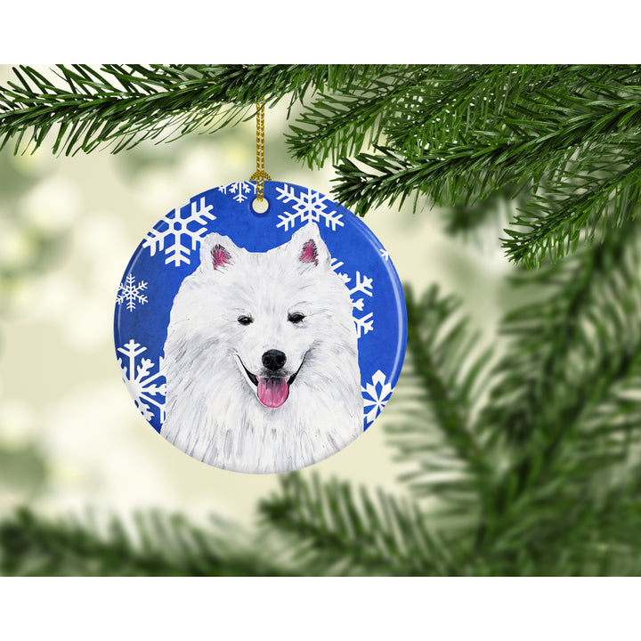 American Eskimo Winter Snowflakes Holiday Ceramic Ornament SC9379 Image 2