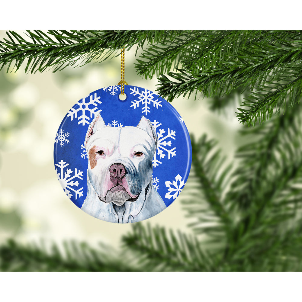 Pit Bull Winter Snowflakes Holiday Ceramic Ornament SC9381 Image 2