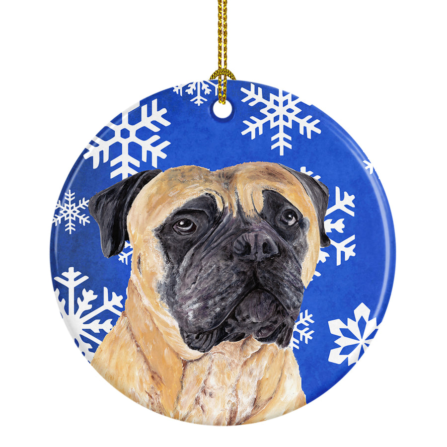 Mastiff Winter Snowflakes Holiday Ceramic Ornament SC9385 Image 1