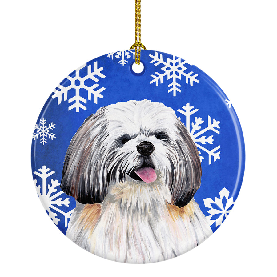 Shih Tzu Winter Snowflakes Holiday Ceramic Ornament SC9383 Image 1