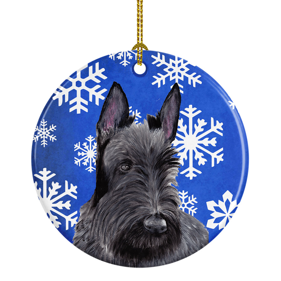 Scottish Terrier Winter Snowflakes Holiday Ceramic Ornament SC9386 Image 1