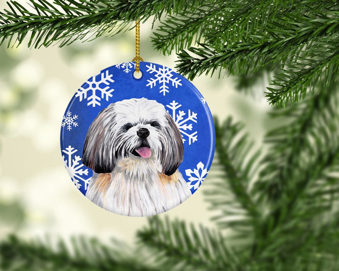 Shih Tzu Winter Snowflakes Holiday Ceramic Ornament SC9383 Image 2