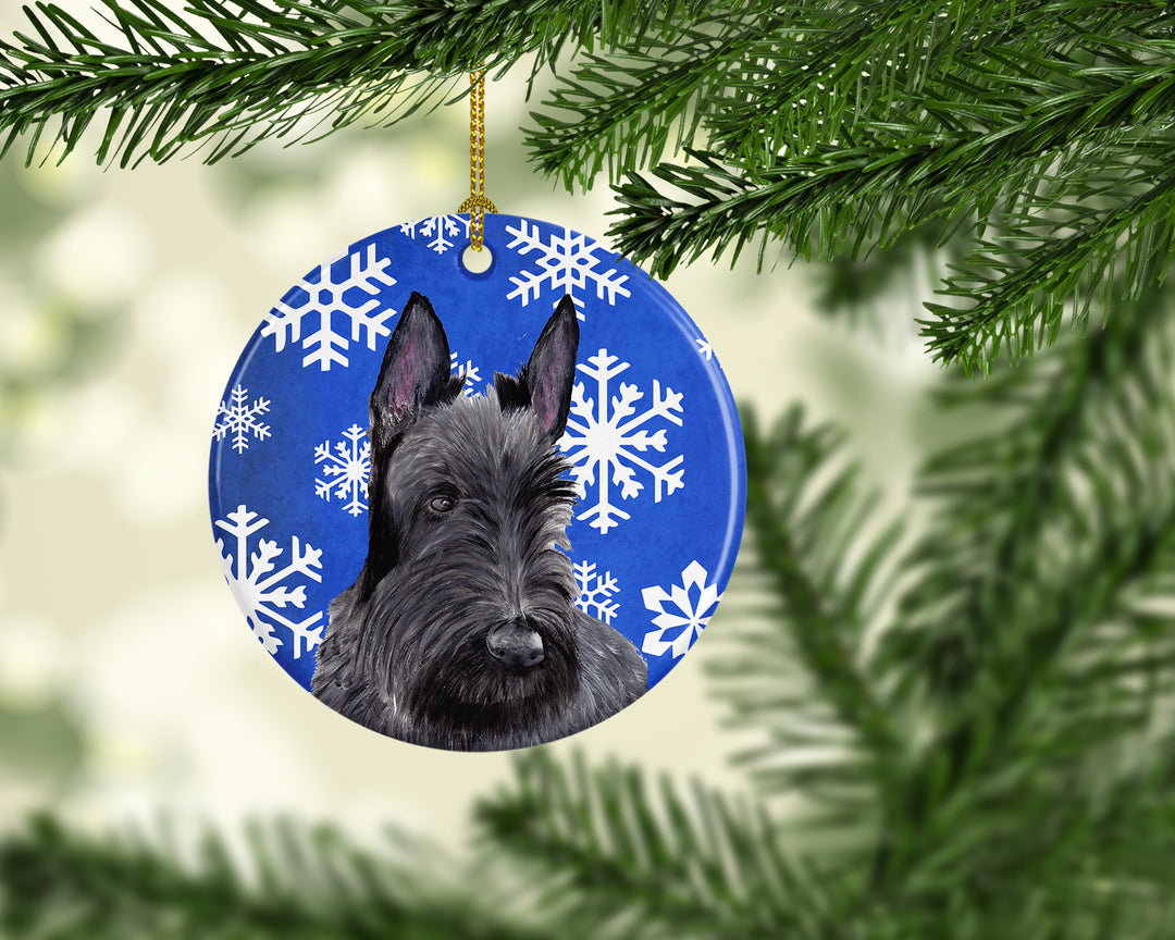 Scottish Terrier Winter Snowflakes Holiday Ceramic Ornament SC9386 Image 2