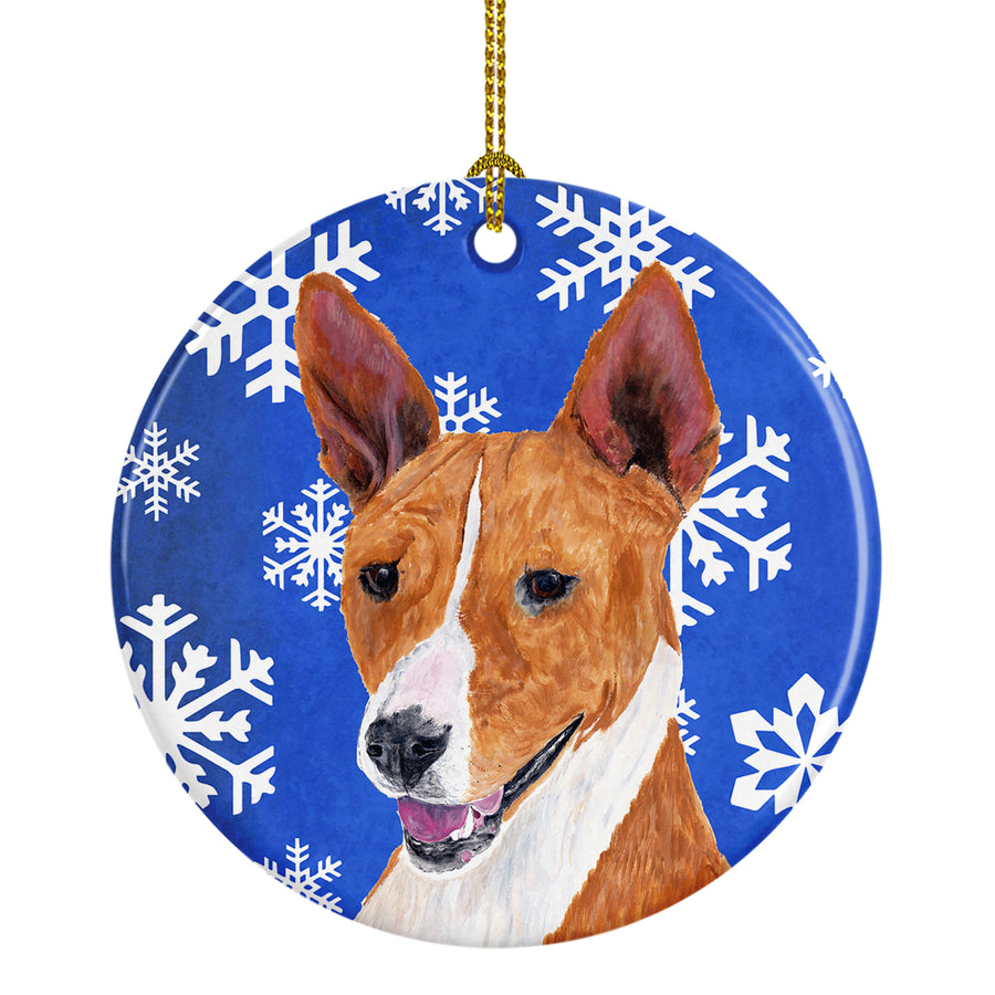 Basenji Winter Snowflakes Holiday Ceramic Ornament SC9387 Image 1