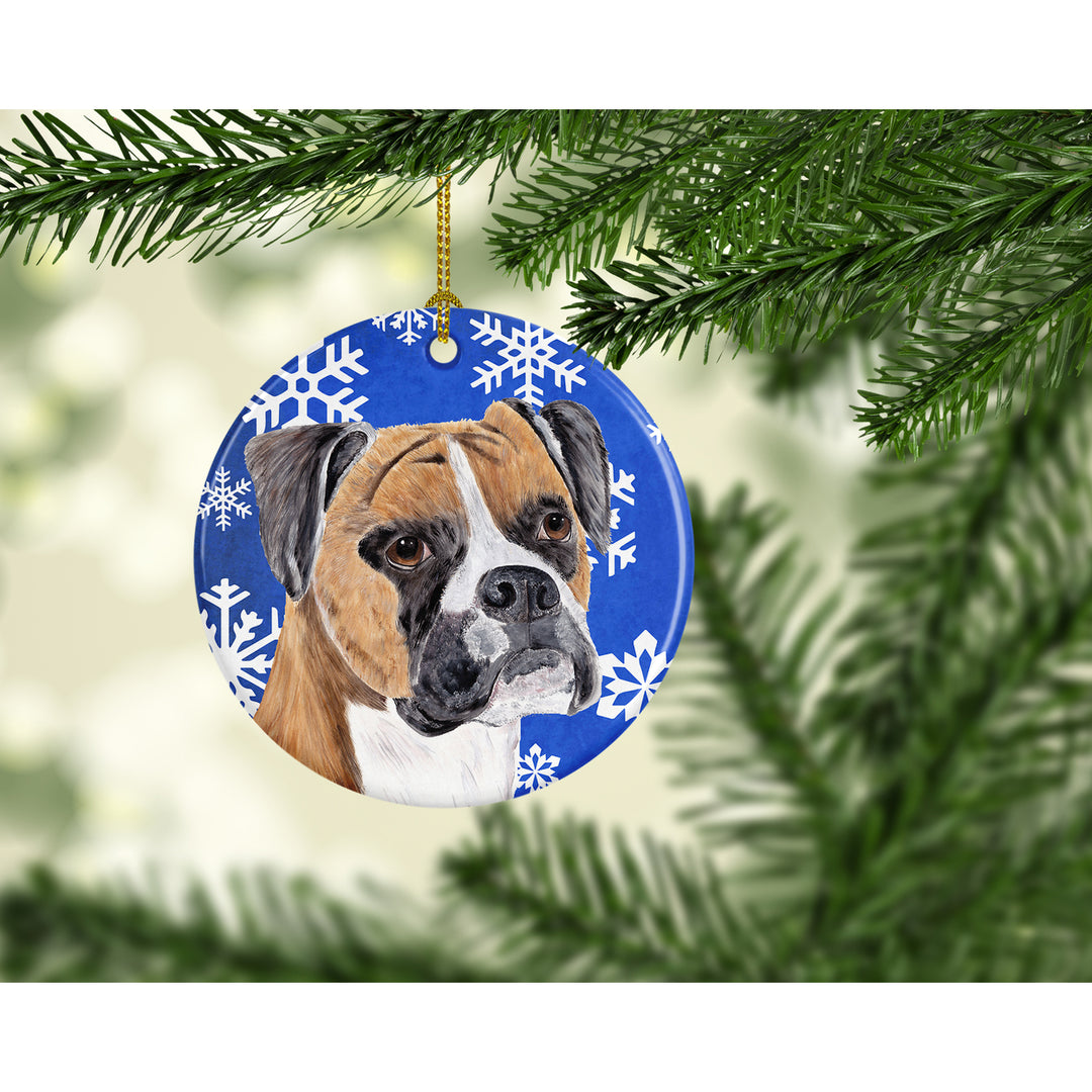 Boxer Winter Snowflakes Holiday Ceramic Ornament SC9390 Image 2