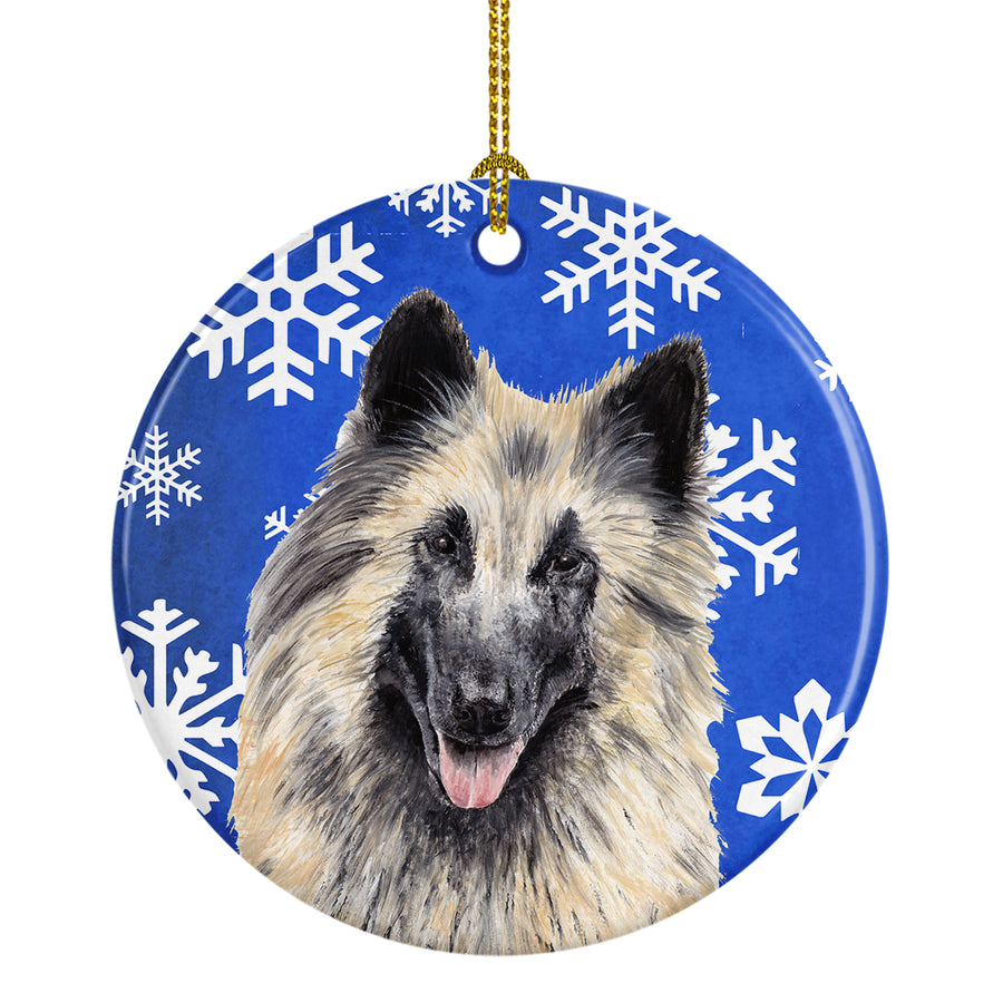 Belgian Tervuren Winter Snowflakes Holiday Ceramic Ornament SC9392 Image 1