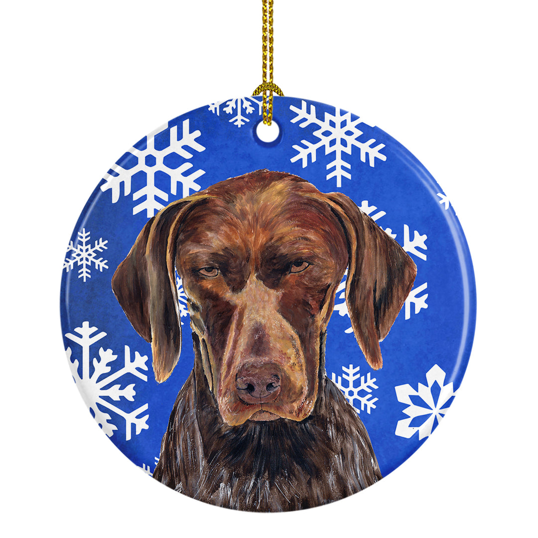 German Shorthaired Pointer Winter Snowflakes Holiday Ceramic Ornament SC9395 Image 1